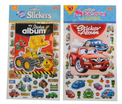Suntoys Leksaker 1010 Pyssel Stickers Arbetsfordon + Cars bilar 95st