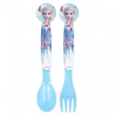 Disney Frost Frozen Bestick Cutlery Sked & Gaffel Plast ljusblåa 16cm