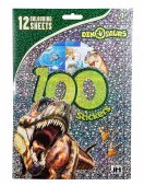 Dinosaurs Dinosaurier Klistermärke Stickerset 12st Blad att färglägga 100 stickers
