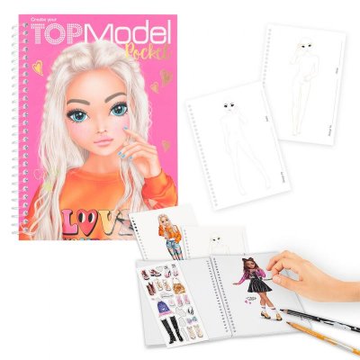 Top Model TopModel Pysselbok Fick POCKET med stickers CANDY Love ROSA