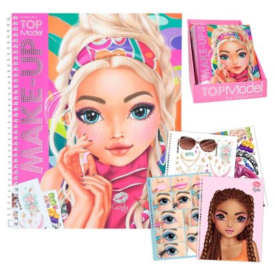 TOP Model MAKE UP Designbok Pyssel Smink Bok med stickers CANDY rosa