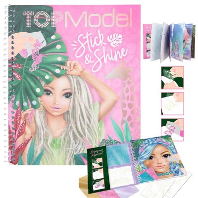 Top Model Pysselbok målarbok STICK and SHINE med tattoo/folie stickers