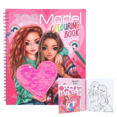 Top Model Pysselbok Colouring Book paljetter Lexy Fergie Rosa Heart