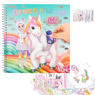 Pysselbok Minimoomi Ylvi Pyssel bok Dress me up Unicorn NAYA 260st stickers