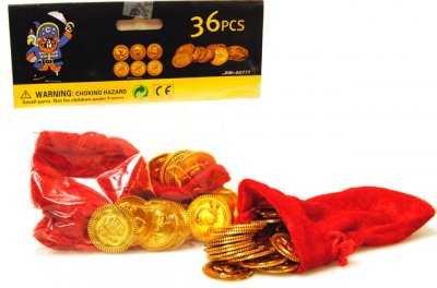 Leksaker 3489 Pirat Sjörövare 36st Guldpengar Mynt i fin påse 3cm