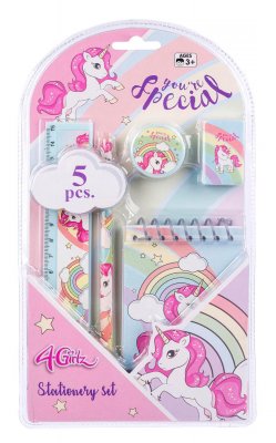 VN Leksaker 33304 4Girls Pyssel Skrivset 5 delars Linjal sudd mm