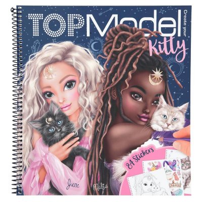 TOP Model Kitty Katt Cat pyssel bok + 84st stickers 2021 Svart