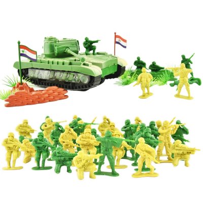 Leksaker 53pcs Military Militär Krigare Soldater Gröna/Gula med Tanks 68564