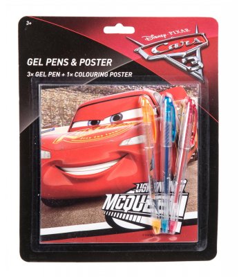 Disney Cars Bilar Mcqueen 3st Gelpennor/ Colouring Poster