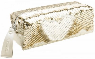 Top Model Pyssel Pennfodral Pennfack Paljetter Gold Vit 21x7cm