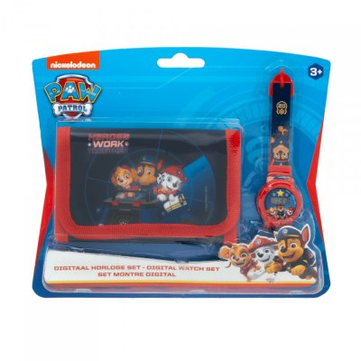Paw Patrol Nickelodeon 2107 Set Klocka Digital och Plånbok Wallet