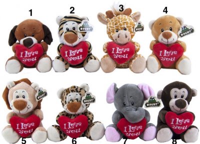 Dinotoys Mjukisdjur Gosedjur Plush Nalle med Hjärta 14cm Välj