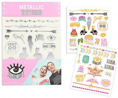 LISA AND LENA TATTOOS WITH METALLIC Tatueringar x2