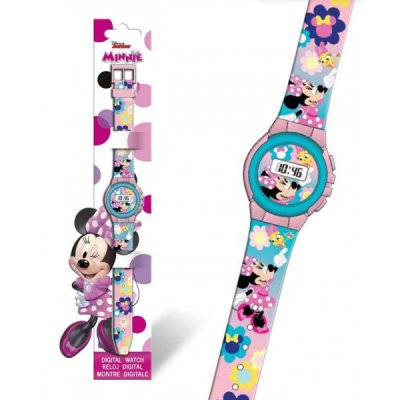 Leksaker Disney Minnie Mimmi Rosa Barn Klocka Barnklocka Digital 22cm