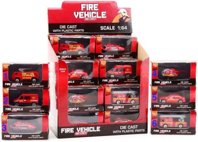 Dinotoys Cars Bilar Fire Truck Brigade Brandbil 1:64 6cm VÄLJ