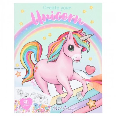 Leksaker Ylvi Pysselbok Målarbok Create your UNICORN med 80st Stickers Ljusblå