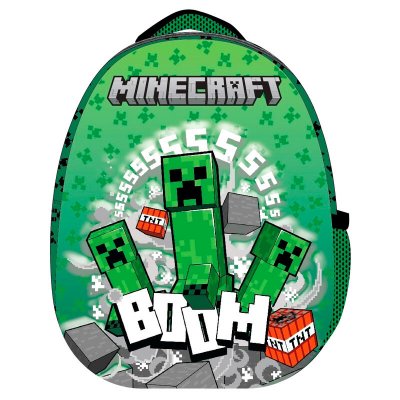 MINECRAFT Ryggsäck Minecraft Backpack 4097 Skolväska 3D Eggshaped 35cm Grön/svart