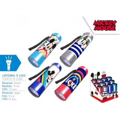Disney Musse Pigg Mickey Alu Ficklampa Flashlight LED 9cm
