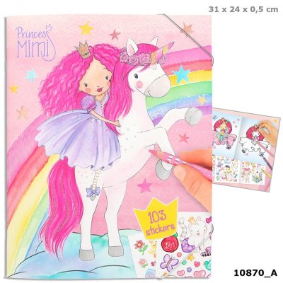 Leksaker Barn Pysselbok Pyssel Måla STOR Princess Mimi med 103st Stickers Rosa