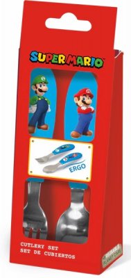 Super Mario Bestick Cutlery Sked & Gaffel i metall 14cm