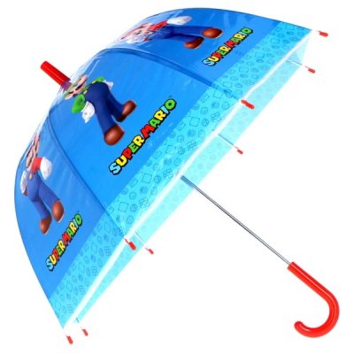 Super Mario Paraply Umbrella 70cm långt Blått 46cm i diameter