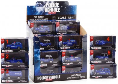 Dinotoys Cars Bilar Police Polis polisbil 1:64 6cm VÄLJ