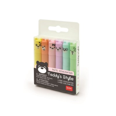 KIDEK Leksaker Pyssel Pennor Teddys Mini Highlighters 6st Pastell