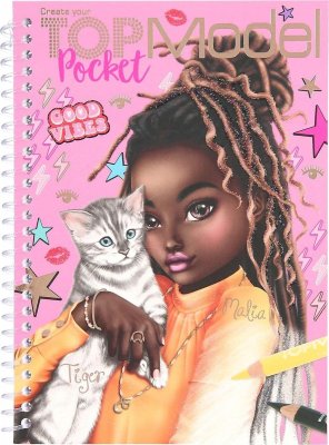 Top Model Pysselbok Fick POCKET med stickers Maila Tiger Katt Rosa