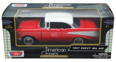VN Bilar Cars metall USA 1:24 Old Timers 20cm Chevy Bel Air Röd