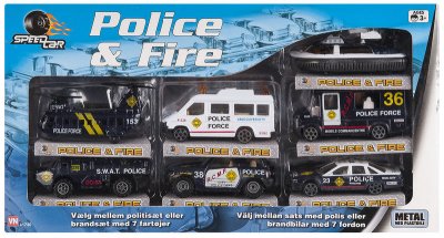 VN Bilar Cars Leksaksbilar 7-Pack Polisbilar set
