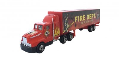 Bilar Lastbil truck med trailer - Brandbil - Fire Dept 19 cm