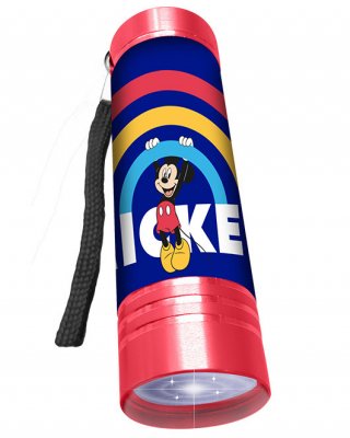Disney Musse Pigg Mickey Alu Ficklampa Barn Flashlight LED 9cm RÖD rest 11